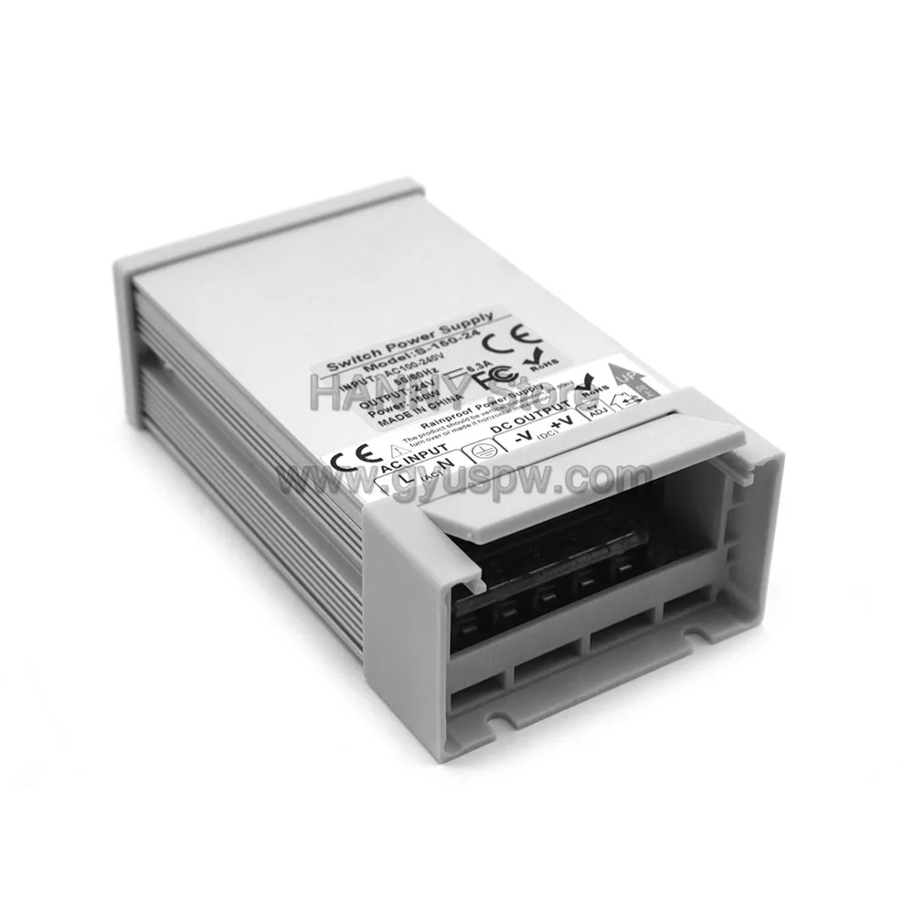 Питание блок DC 24V 6.3A 150 Вт Светодиодный драйвер переменного тока трансформаторы 110v 220V AC DC24V непромокаемые импульсный источник питания для Светодиодные ленты светильник монитор cctv
