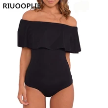 RIUOOPLIE летний модный женский сексуальный гофрированный воротник без бретелек рукава нижний слой боди купальник с открытыми плечами
