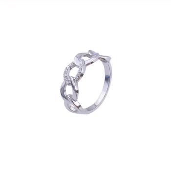 

CZ Round Interlock Rings For Women 925 Sterling Silver Big Hoop Finger Ring Wedding Gift Fashion Jewelry
