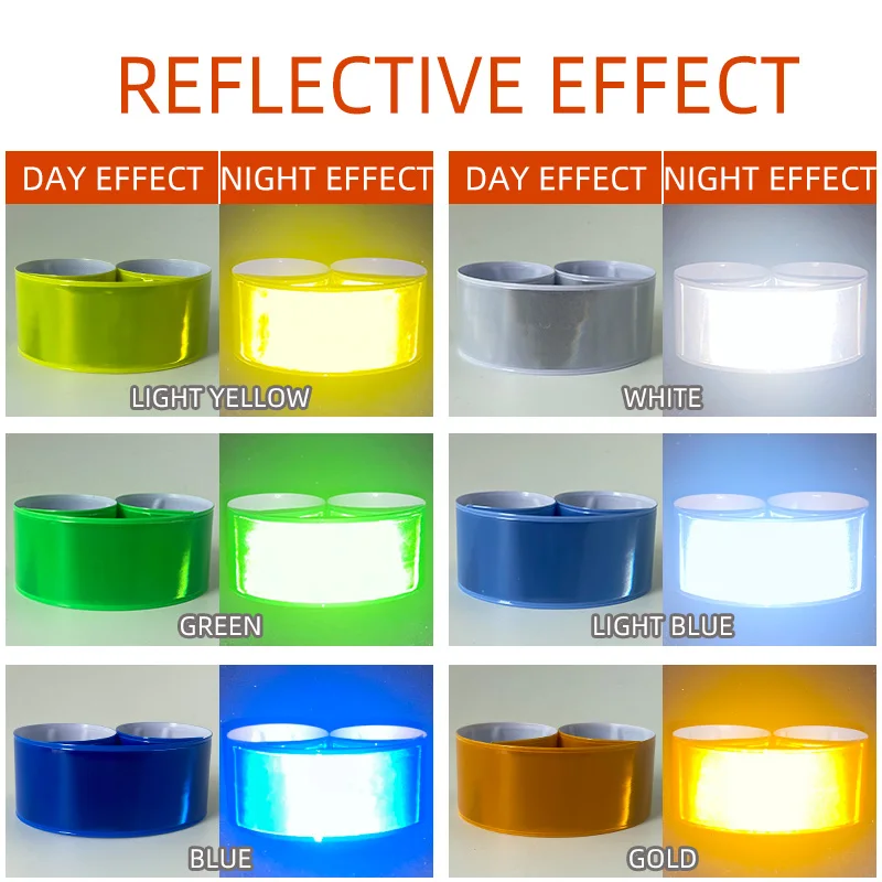Reflective Wristband Bracelets Slap Band Ankle Leg Straps Safety Reflector for Riding Safety Visibility Use 10Pcs 30CM
