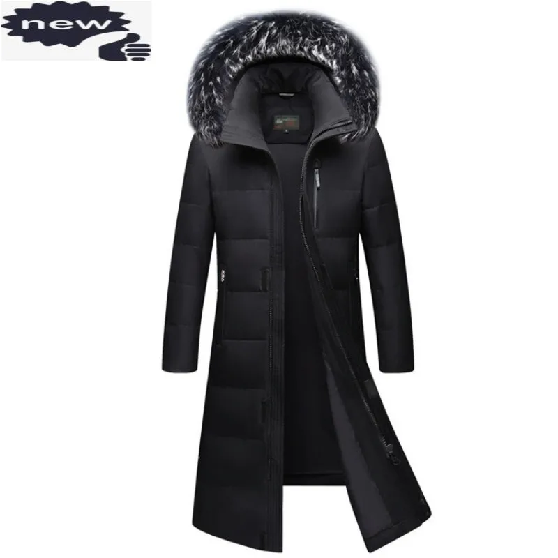 

High Quality Mens Winter Parkas Long Fashion Thick Warm Oversize S-6XL Fur Collar Down Jackets Zipper Hooded Overcoat Outerwear