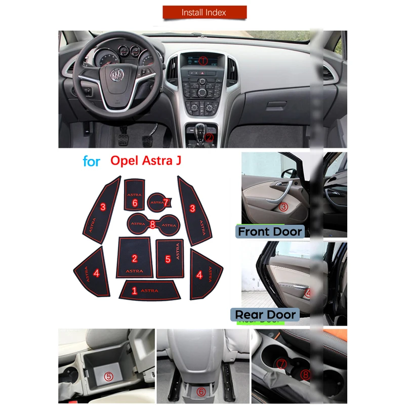 Противоскользящие резиновые ворота слот чашки коврик для Opel Astra J Vauxhall Holden 2010 2011 2012 2013 двери паз подставка подушка