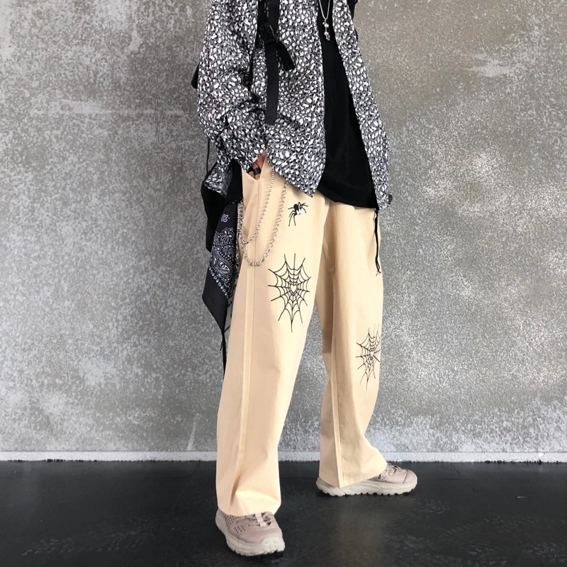 Neploe уличная Harajuku женские мужские брюки винтажные Свободные повседневные брюки с вышивкой Высокая талия Длинные прямые брюки унисекс 54617