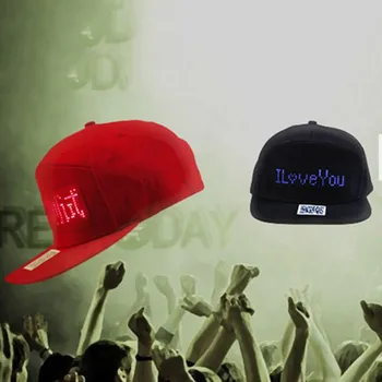 

Shiny Fashion Hat LED Smart Hat Glowing DIY Edit Text Baseball Cap Club Holiday Party Hat