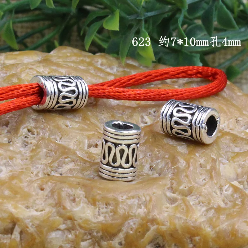 50PCS Tibetan Silver Big Hole Spacer Beads For Jewelry Making 10x7mm