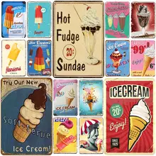 Табличка для мороженого, металлическая винтажная жестяная вывеска, булавка, потертый шик, Декор, винтажные металлические знаки, украшение для бара, металлический плакат для паба, металлическая пластина