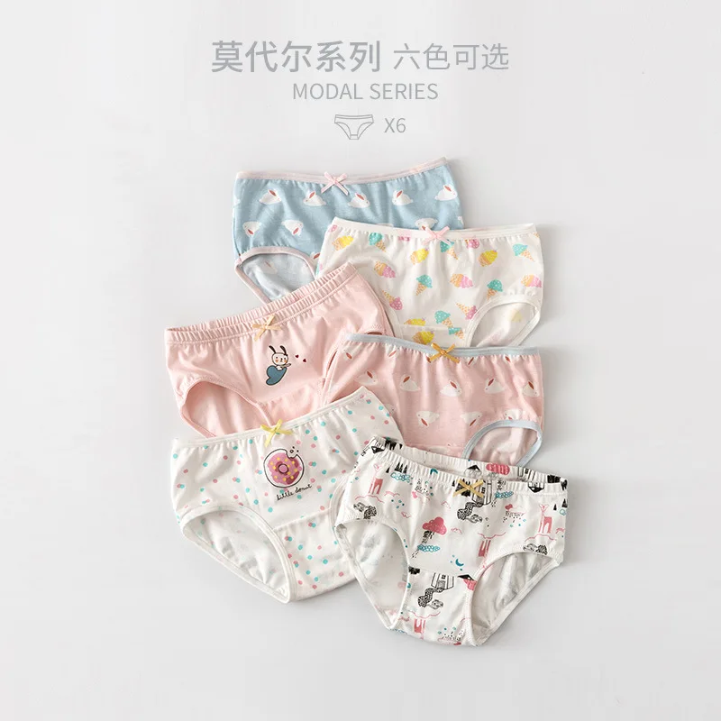 

Girl'S Underwear Modal Summer Breathable Cartoon Pattern Briefs New Style Cute Thin Loose-Fit Waterproof Underpants