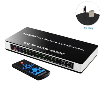 

5x1 Arc TV HDMI Audio Extractor PC Converter Remote Control Power Adapter Office Home 3D DVD Video Switcher Laptop 4K