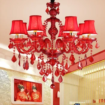

Red / Blue Crystal Chandelier Living room bedroom study dining room lighting Business atmosphere Lighting fixtures