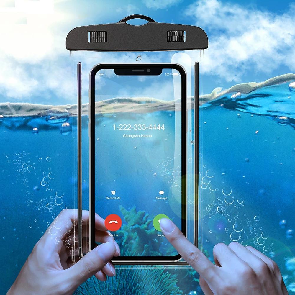 

Universal Waterproof Pouch Case 5.5" Phone Camera Water Proof Bags Luminous Drifting Sport Bags Underwater Swimming Phone Pouch