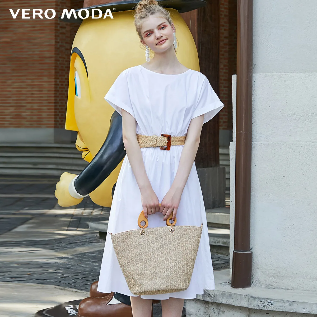 Vero Moda Новое Женское платье с рукавами «летучая мышь» с эластичной талией и круглым вырезом | 31927B534
