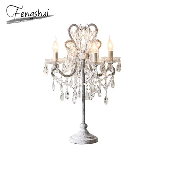 

Vintage Iron Crystal LED Lights Table Lamp Home Decor Table Light For The Bedroom Bedside Hotel Studyroom Living Room Desk Lamp