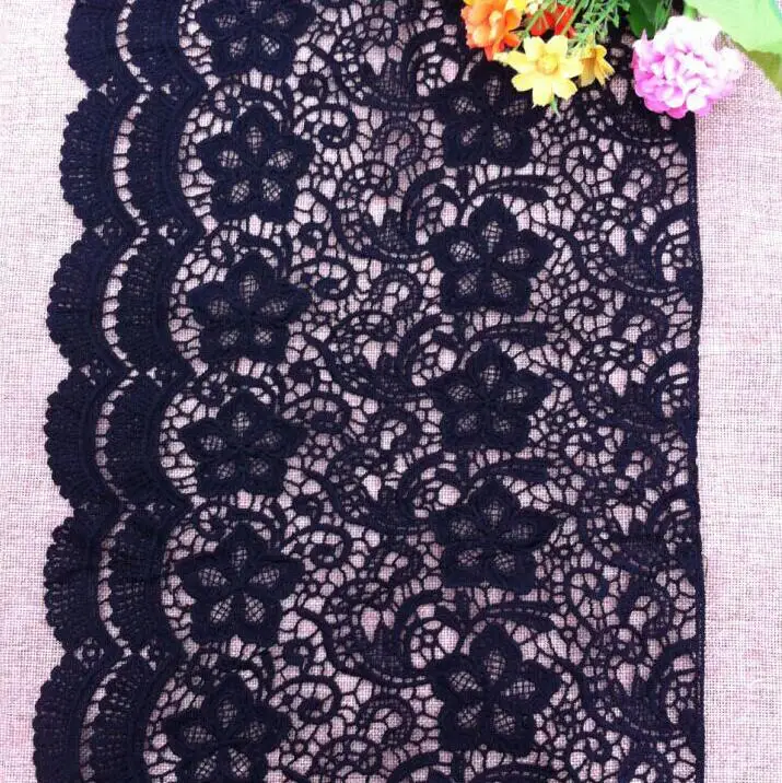 

2 Meters High End Black Lace Trim Embroidered Lace Trimmings for Sewing Accessories Decoration Nigeria Lace Fabric 16cm Width