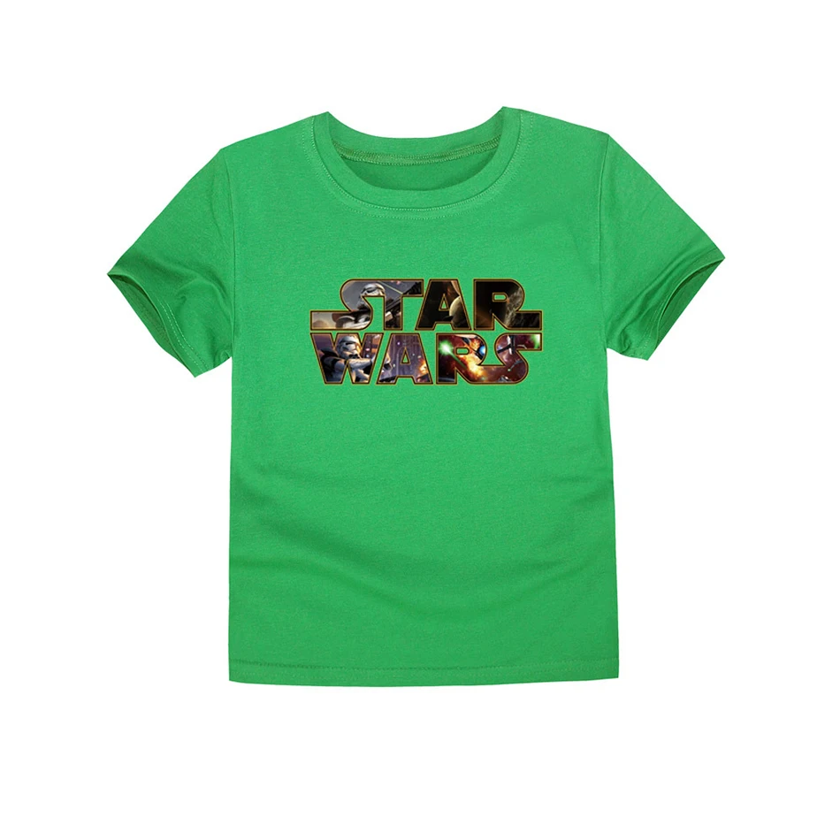 Детская футболка Star Wars, Детская футболка с принтом короткий рукав футболки для мальчиков и для девочек; Детские топы для От 2 до 14 лет - Цвет: Green