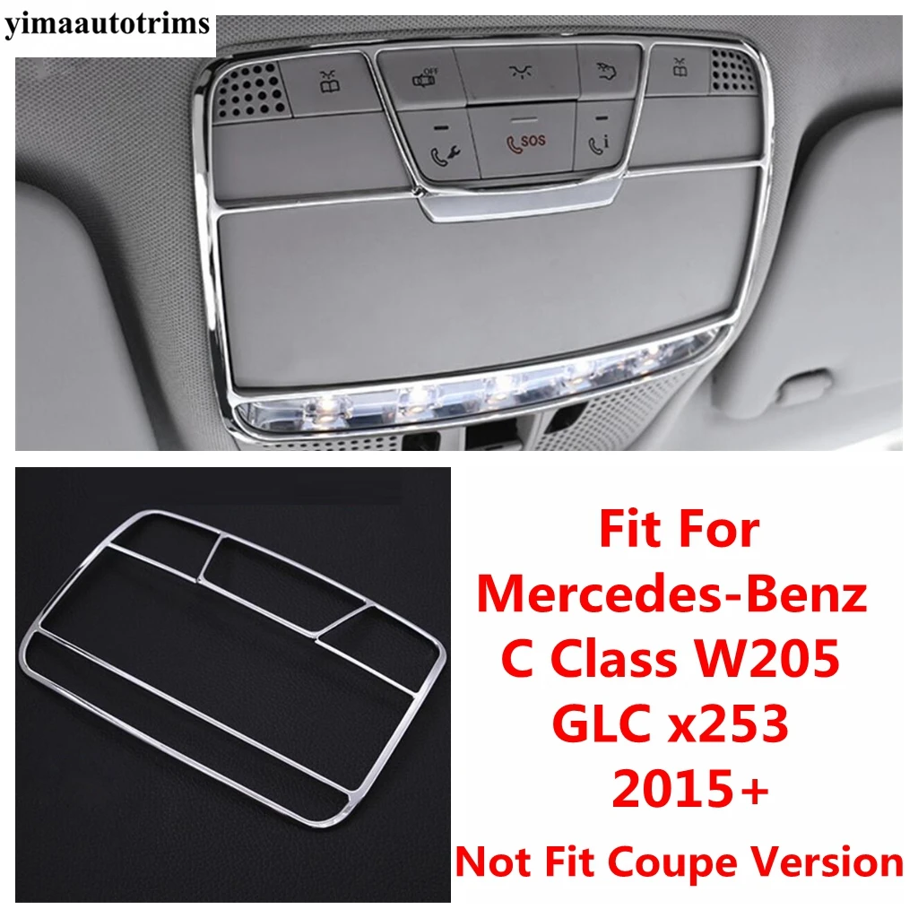 

Roof Front Reading Lamps Lights Frame Cover Trim For Mercedes Benz C CLASS W205 / GLC X253 2015 - 2021 ABS Chrome Accessories