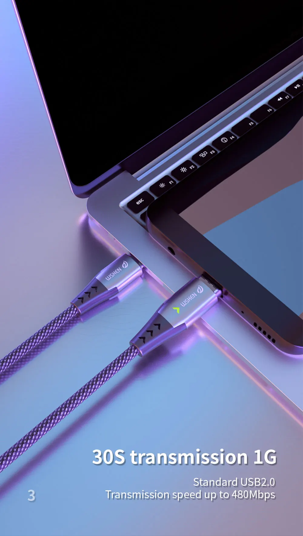 Магнитный кабель WSKEN 5A usb type-C-USB C для MacBook Pro 100 Вт PD, магнитное зарядное устройство, USB-C кабель type-C для huawei, кабель для передачи данных