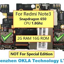 1 шт. для Xiaomi Redmi Note3 Note 3 snapdragon 1,8 Ghz cpu 2G ram 16GB rom использованная Материнская плата логическая плата
