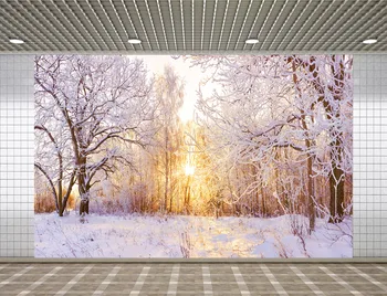

Lyavshi Beautiful snowy winter landscape background of forest and sun Photo Vinyl Studio Backdrops Props Photography Backdrops