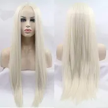 Bombshell белые прямые синтетические волосы 13*3 парик фронта шнурка Glueless термостойкие волокна волос естественные волосы для женщин парики