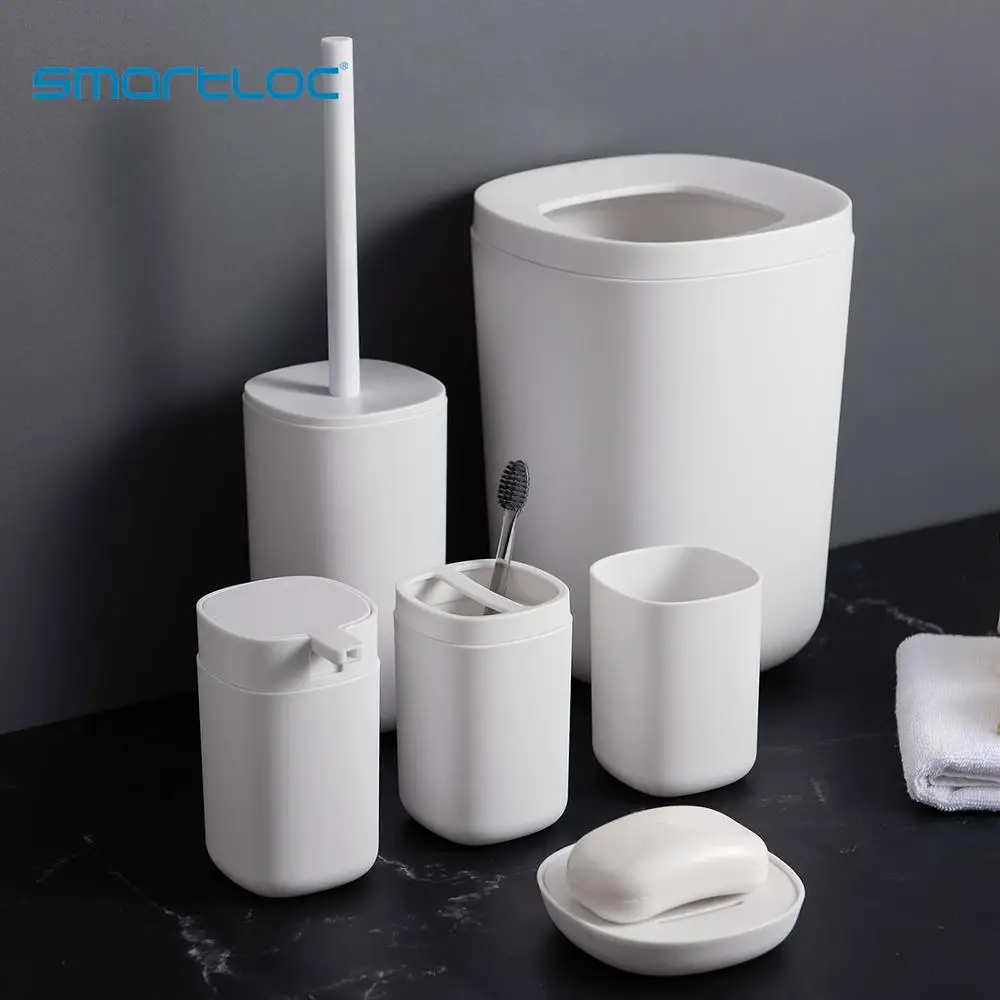 Smartloc White Plastic Bathroom Accessories Set Of 6 Toothbrush Smartloc White Plastic Bathroom