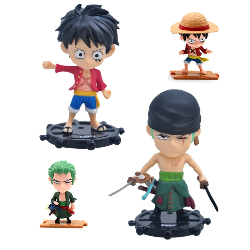 One Piece Figure Q Version Toys Cartoons Anime Figurine Doll Modle Luffy Zoro Sanji PVC 12CM Collection Toy Birthday Gift | Игрушки и