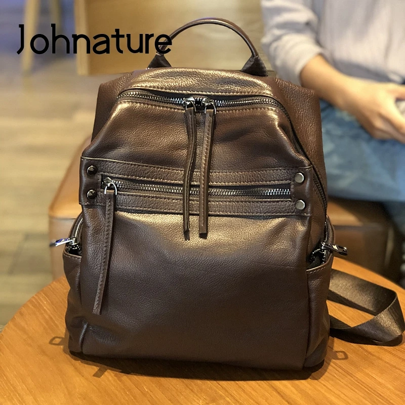 ^Cheap Женский рюкзак из натуральной кожи Johnature, винтажный дорожный рюкзак из мягкой воловьей кожи, большой объем, 2020 ^Cheap Женский рюкзак из натуральной кожи Johnature, винтажный дорожный рюкзак из мягкой воловьей кожи, большой объем, 2020