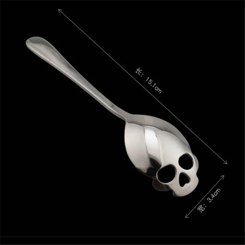 Stainless Steel coffee Scoop Skull shape dessert spoon Food grade ice cream candy tea spoon tableware Sugar Flour Shift Shaker stainless steel spoon,tea spoon