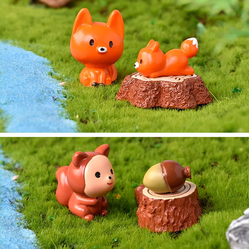 Ornament crafts elephant cow pig frog duck hedgehog turtle dog cat figurines resin for fairy garden