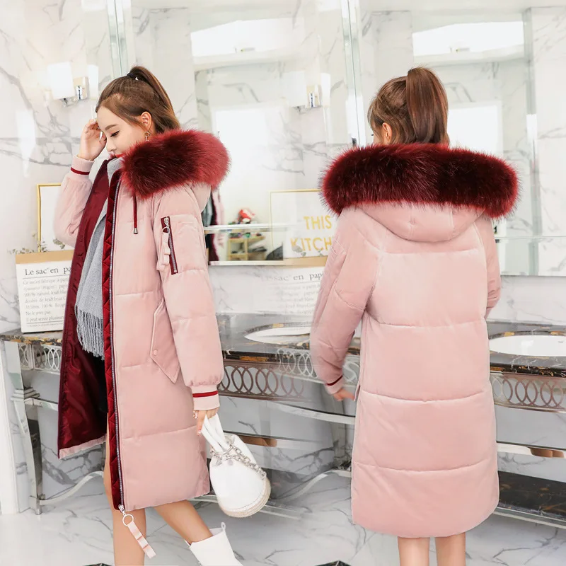 

Photo Shoot 2019 New Style down Jacket Women's Gold Velvet down Coat Korean-style Large Size Casual Thick Cotton Coat