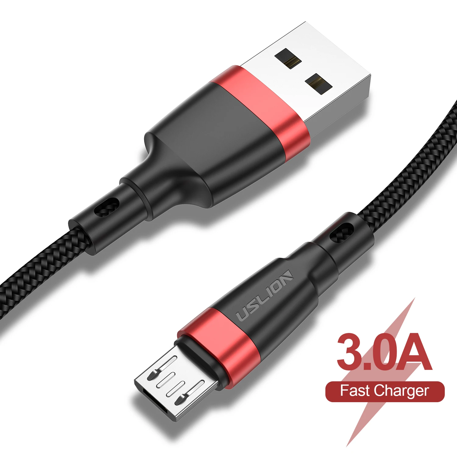 Red USLION кабель Micro USB для samsung Android кабель для передачи данных Шнур QC 3,0 кабель для быстрой зарядки для Xiaomi Redmi мобильный телефон USB кабель - Цвет: Red