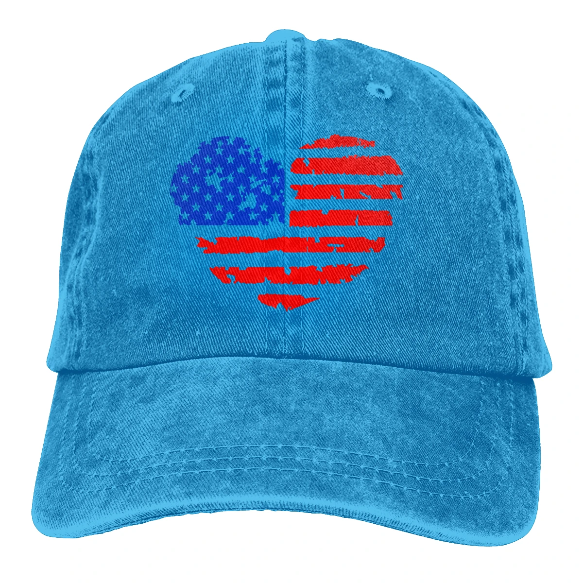 Состаренное сердце с американским флагом Casquette черные унисекс Мужские Женские джинсовые бейсболка с ремешком кепки регулируемые Гольф папа шляпа