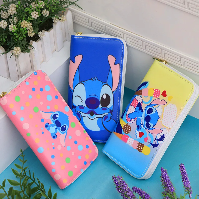 Disney-billetera larga con dibujos animados de princesa para mujer, billetera de piel sintética de Elsa, regalo para niña, bolso de mano de mickey mouse, tarjetero