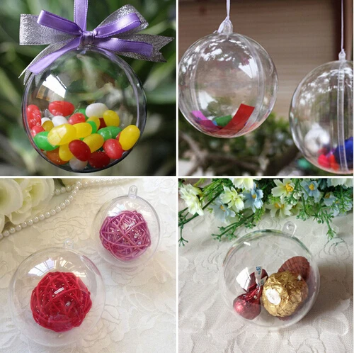 5pcs 4-8cm Hanging Ball New For Xmas Tree Bauble Clear Plastic Transparent Home Party Christmas Decorations Gift Craft