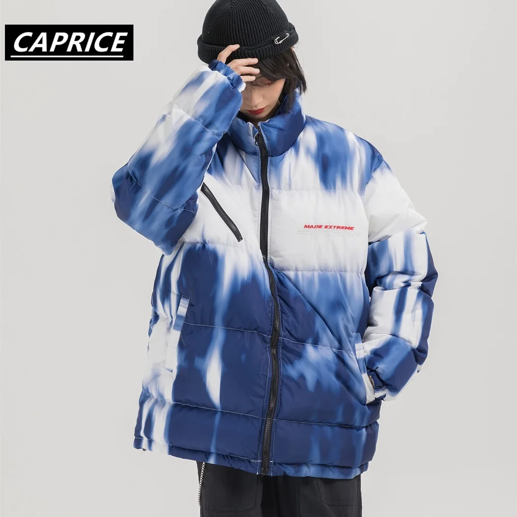 Tie Dye толстые теплые куртки для мужчин/женщин хип хоп зимние парки Harajuku блочная