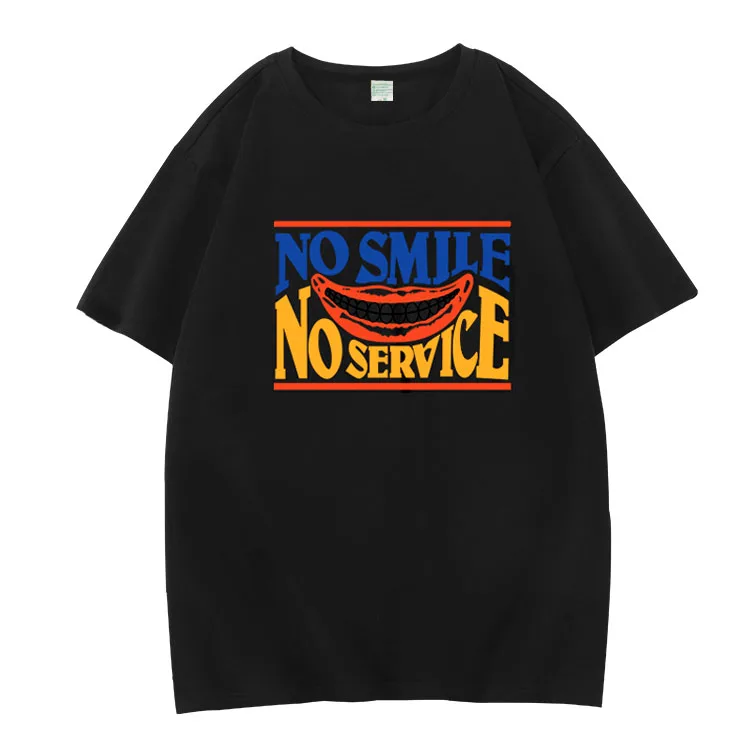Летняя стильная футболка luhan с надписью same no smile service модная унисекс круглым