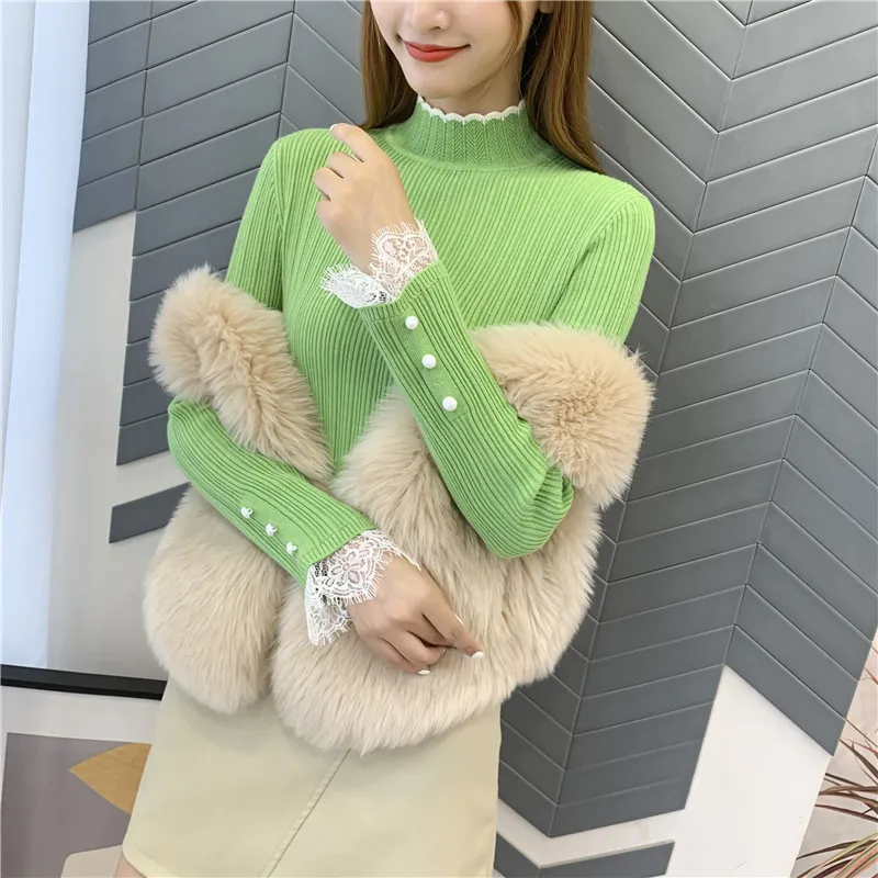 Pullover Blusas De Inverno Feminina 9411 Real Shot New Thickened Lace Sleeve Bottoming Shirt 38- 1st Floor, 3 Rows, 4 Shelves
