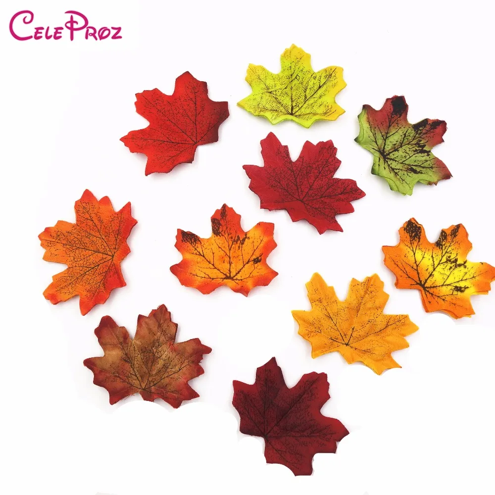 50/100Pieces Artificial Silk Maple Leaves Fabric Tree Leaf DIY Wedding Birthday Event Party Decor