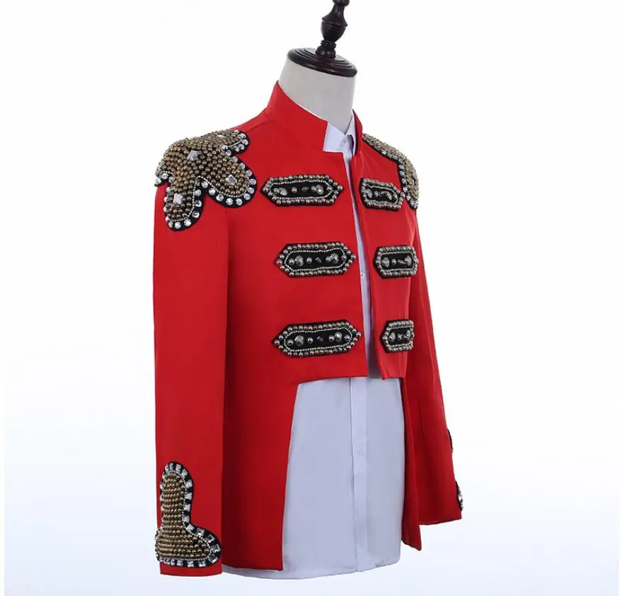 S-6XL!Men's white standing-collar punk suit jacket new guest performance clothes customized wholesale