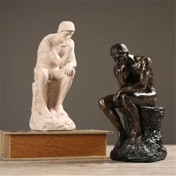 

[HHT] Nordic Sandstone Thinker Ornaments Retro Home Decoration for Study Room Living Room Office Furnishings Thinking Man