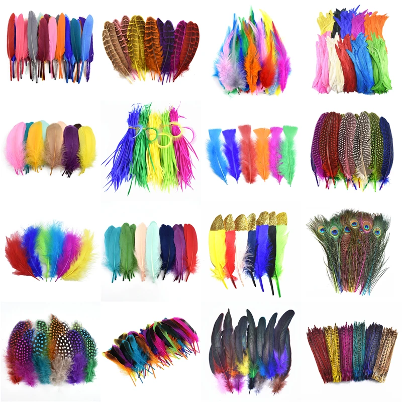 Many Kinds Colored Combinations Goose Ostrich Feathers for Crafts Plumes  Pheasant Chicken Turkey Peacock Feather DIY Decoration - AliExpress