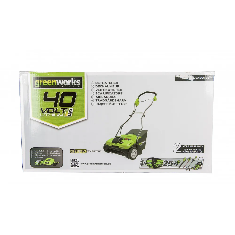 Аэратор аккумуляторный Greenworks G40DT30K4 40V с 1хАКБ 4 А.ч. и ЗУ|Ручные аэраторы| |
