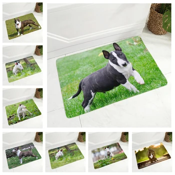 

England Pit Bull Terrier Dog Doormat Decor Pet Animal Floor Door Mat Non-Slip Soft Flannel Carpet for Hallway kitchen Room 40x60