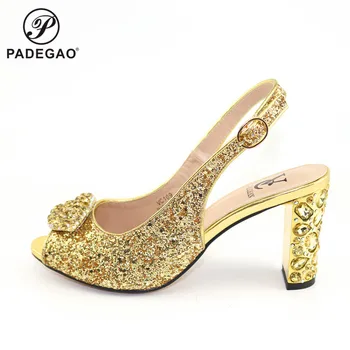 

Gold African Sandals without Matching Bag for Woman High Quality Shoes African Wedding Pumps