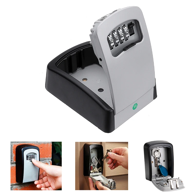 4 Digit Combination Key Storage Lock Box Key Lock Box Wall Mounted Aluminum alloy Key Safe Storage Weatherproof Box