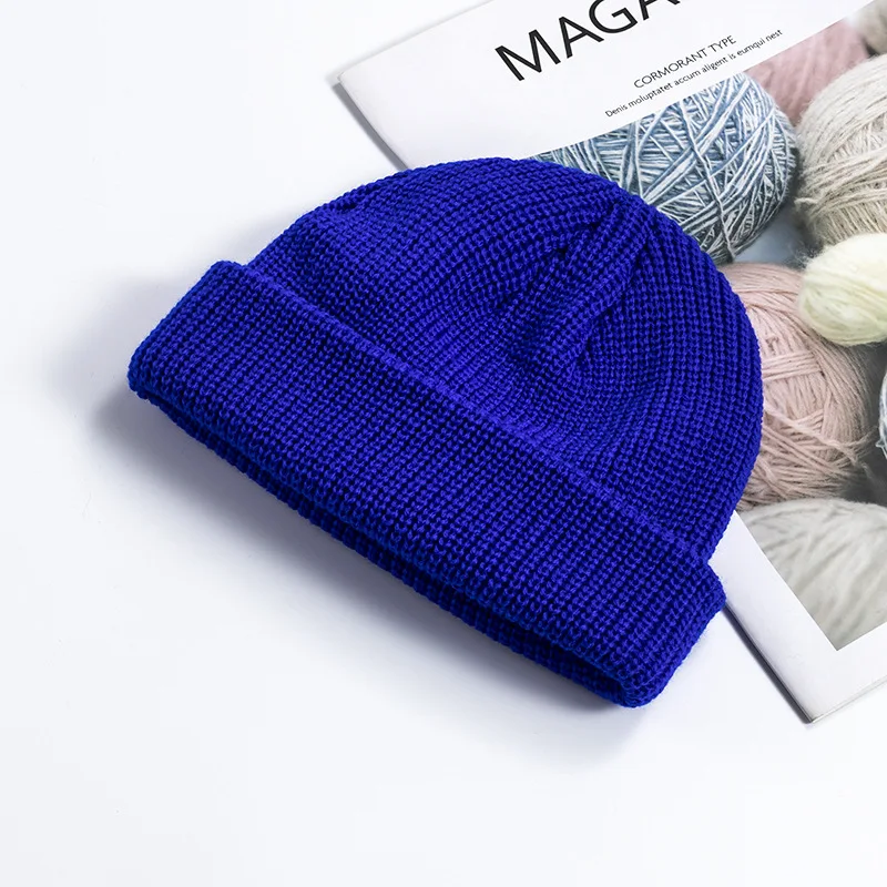 fleece lined beanie Unisex Skull Hats Knitted Cotton Cap Skull Cap Fashion Pure Color Hat For Men Hot Sale Short Beanie Cap Woman Wholesale blue skully hat Skullies & Beanies