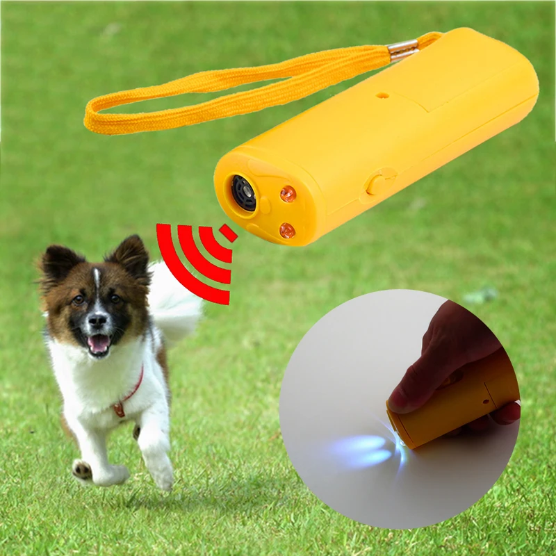 Dispositivo contra ladridos repelente ultrasónico de perros 3 en 1, suministros de entrenamiento para dejar de ladrar, linterna LED, productos para mascotas
