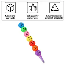 7 Warna Krayon Kreatif Tidak Beracun Sugar-Coated Haws Kartun Smiley Grafiti Pena Stationery Hadiah untuk Anak-anak Lilin krayon Pensil(China)