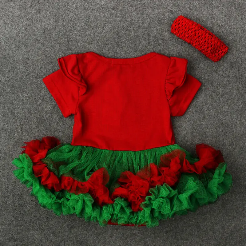 Emmababy, одежда для маленьких девочек из 2 предметов, рождественское праздничное платье для новорожденных девочек, комплект с повязкой на голову, рождественские подарки для малышей, Размер 0-18 месяцев