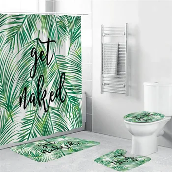 

Tropical Rainforest Plant Palm Leaf Monstera Cactus Shower Curtain Bathroom Curtain Frabic Waterproof Mildewproof Polyester