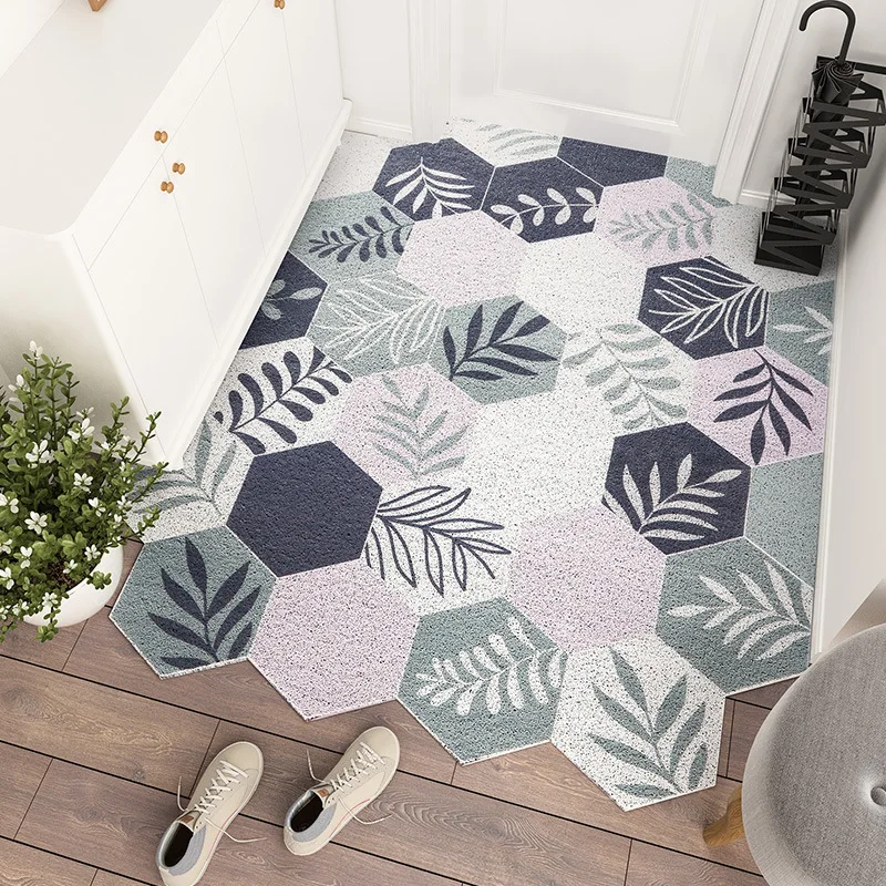 Anti-Slip  PVC Door Mats Carpet Nordic Minimalist Dust Carpet Kitchen Mat PVC Silk Loop Entrance Doormat for Hallway